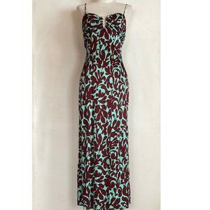 NWOT RHODE SALITA SLIP STYLE MIDI DRESS IN BLUE W/VINE PRINT SIZE S